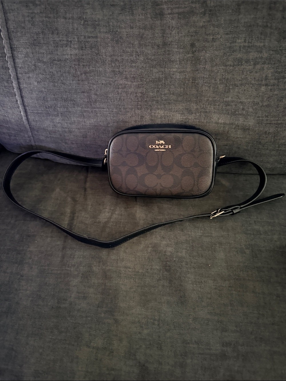 Coach Men's Signature Canvas Belt Bag in Brown and Black